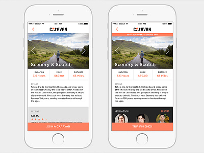 Caravan Detailed Trip app brand caravan design expedia hackathon identity mobile travel ui ux