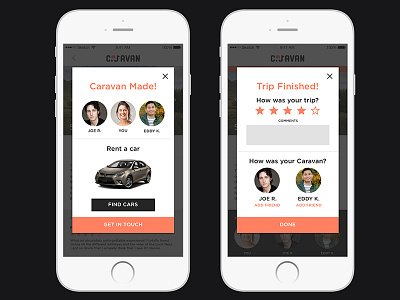Caravan Modal Designs app brand caravan design expedia hackathon identity mobile ui travel ux