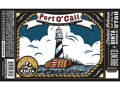 Port 'O Call beer design illustration label utah