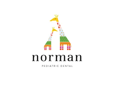 Pediatric Dentistry Logo dentist design giraffe identity illustration kids logo