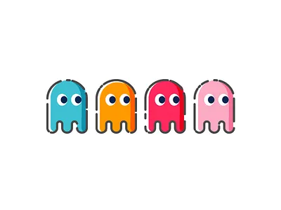 Blinky, Inky, Pinky and Clyde flat design icon pac man vector vector art vector illustration