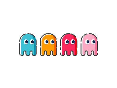 Blinky, Inky, Pinky and Clyde flat design icon pac man vector vector art vector illustration