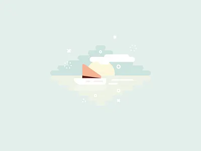 Subtlety boat flat illustration minimal scene sunset