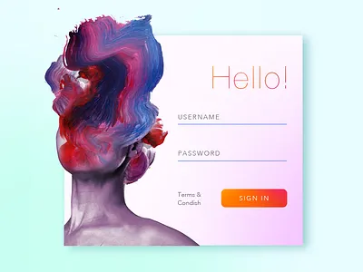 hello do you wanna sign in ? and card condition face gradient in password sign terms username