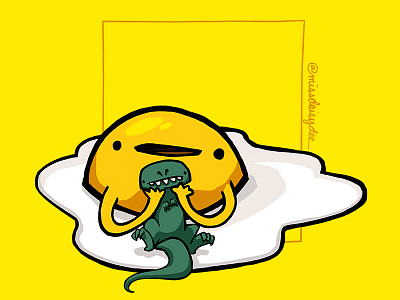 Food Series - Fried Egg animal cartoon dinosaur egg food illustration missdaisydee procreate trex tyrannosaurus rex