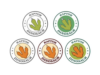 Dinosaur Paw With Claws Circle Logo Design badge design dinosaur emblem footprint graphics illustration label logo paw raptor t rex