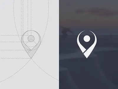 Logo for SpotsDB affinity board construction icon identity inkscape logo map pin skate spotsdb vector