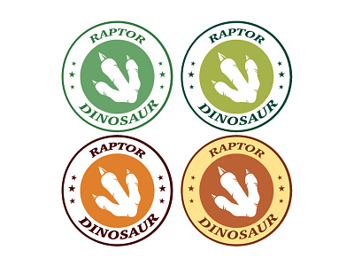 Dinosaur Footprint With Claws Circle Logo Design With Text badge design dinosaur emblem footprint graphics illustration label logo paw raptor t rex