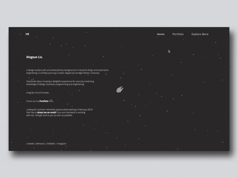 Personal Site Design interaction motion effect personal site star website