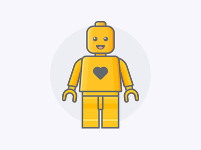 Legoman in love design flat heart icon illustration lego love