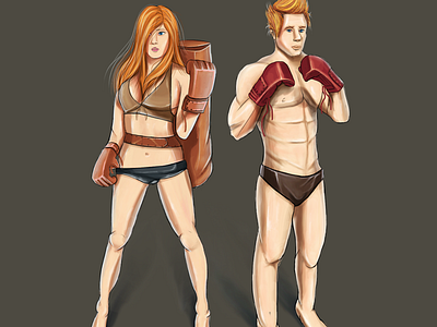 Boxer's Characters~ art boxer boy character colors girl gloves icon illustration