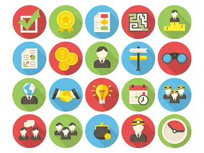 Business Icons business business plan business report businessman decision making finding solutions flat design icon long shadows meeting deadlines partnership smart ideas