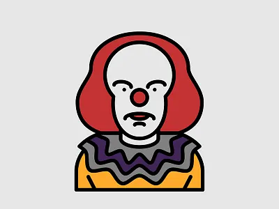 Horror Movie Characters - Pennywise character clown flat horror icon movie pennywise