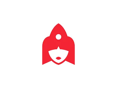 Miss Rocket face female hair head logo logo design miss rocket