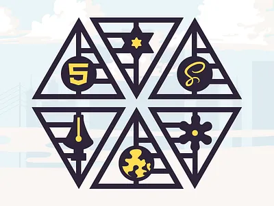 Triangle shaped icon set circle flower html5 icons lines pen sass star triangle visualcookies yellow