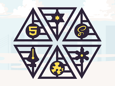 Triangle shaped icon set circle flower html5 icons lines pen sass star triangle visualcookies yellow