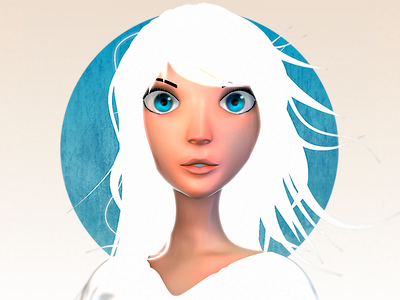 White Haired 3d character girl zbrush