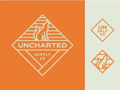 Uncharted Supply Co badge branding co flat icon logo orange outdoor supply uncharted wolf