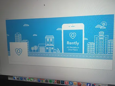 Rently - Social Profile cover flat icon illustration line marketing social