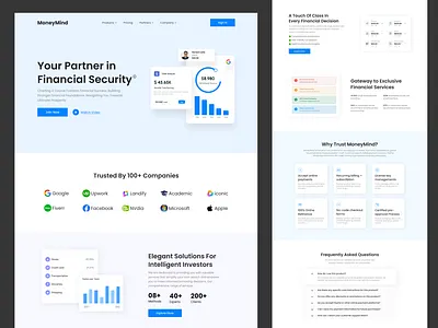 MoneyMind || Finance based landing page finance freelance global invest investment landing page money project remote service ui uxui web design website