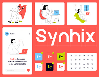 Brand Identity & UI - Synhix brand identity branding illus illustration landing page logo ui visual identity web design