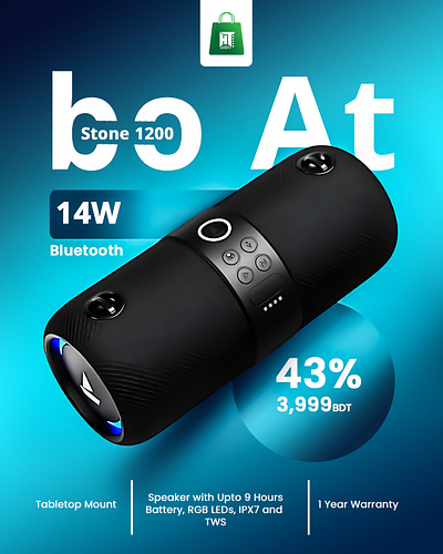 Dynamic Speaker Ad Design – BoAt Stone 1200 professional design