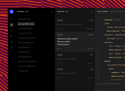 Schema Regestry code devtool editor schema schemaregestry ui ux versions