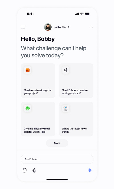 EchoAI- AI assistant based platform ai app design figma figma design mobile app mobile app design ui uiux ux