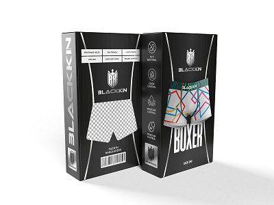 Blackkin Man Boxer Box Packaging Design box packaging brand brand identity branding design identity label packaging packaging design startup