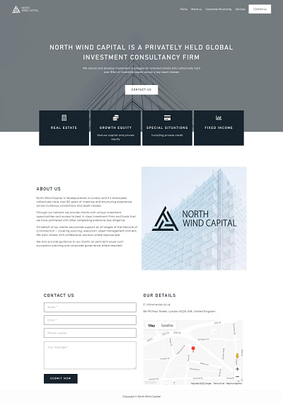 Website for investment company animation branding graphic design ui wordpress