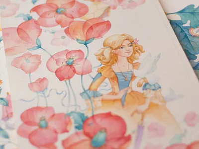 Watercolor Illustration for Packaging book illustration branding character childish classic floral flowers girl on paper packaging realistic she traditional transparent watercolor
