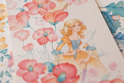 Watercolor Illustration for Packaging book illustration branding character childish classic floral flowers girl on paper packaging realistic she traditional transparent watercolor