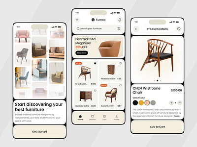 Furniture Mobile App app design colorful delivery e commerce app ecommerce furniture furniture app online online shop online shopping online store popular design product shahinurstk02 shopping app sofa ui uiux design