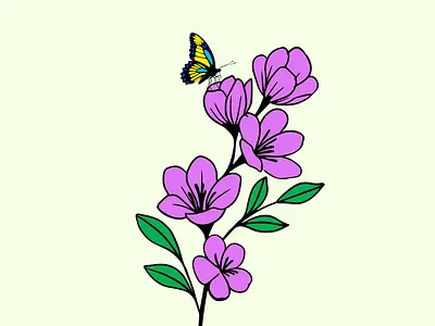 Hand-Drawn Floral Illustration with Butterfly – Colorful Nature art branding crt effect dribbble app design dribbble design dribbble illustration dribbble inspiration dribbble logo dribbble portfolio dribbble shots dribbble typography dribbble ui dribbble web design graphic design illustrator logo typography ui