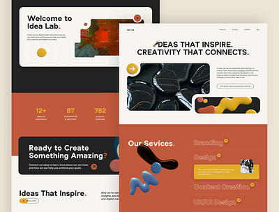 Idea Lab Homepage – Warm Earthy Creative Agency Website agency homepage creative agency website creative studio design agency website homepage homepage inspiration idea lab template modern web design responsive design ui inspiration ui showcase ui trends warm earthy design website design website template