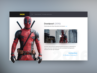 Movie Page dailyui deadpool imdb movie shadow ui ux