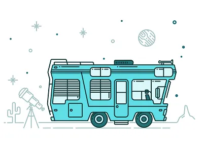 RV adventure camper desert explore icon illustration planet rv