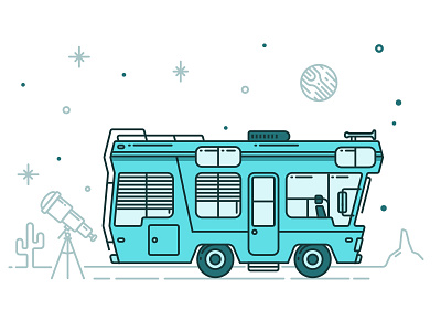 RV adventure camper desert explore icon illustration planet rv