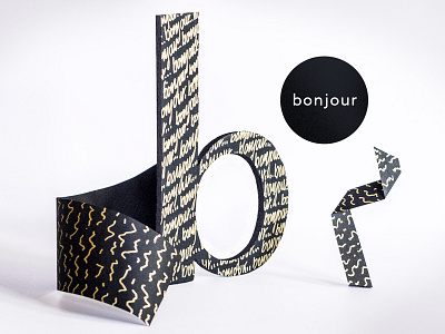 Bonjour design paper cut