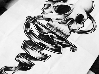 Skull & Dagger anatomy art dagger design illustration ink ornate skull tattoo traditional