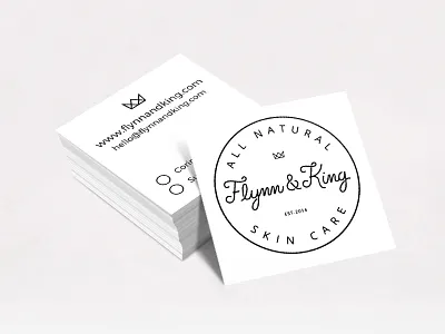 Flynn & King Square Business Cards black print flynn and king minimal square business card white