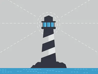 Beacon beacon beams illustration lighthouse rocks vector water waves