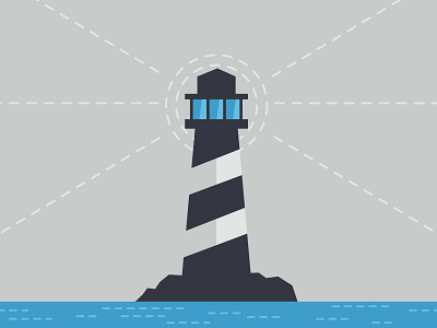 Beacon beacon beams illustration lighthouse rocks vector water waves