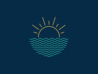 Crazy Waves icon illustration ocean sun waves