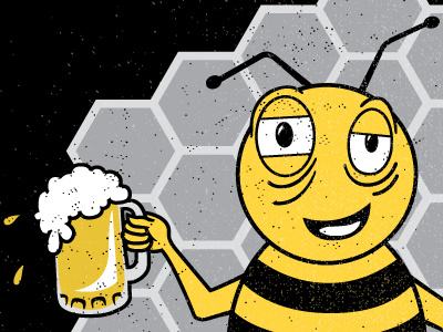 Honey Beer Shirt in progress detail illustration tshirt