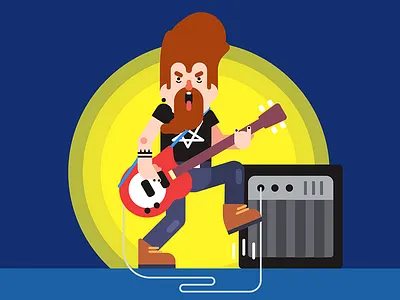 Bass Solo bass flat illustration rockroll show vector