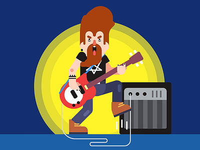 Bass Solo bass flat illustration rockroll show vector