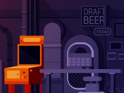 Secret Elevator bar building city ff7 final fantasy flat gaming illustration pinball rpg vector