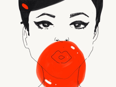 Dirty pop art basic bubbles illustration red simple