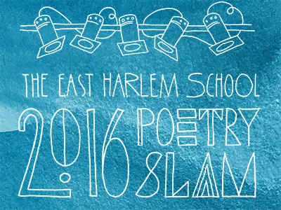 Poetry Slam graphic lettering line art save the date typography watercolor